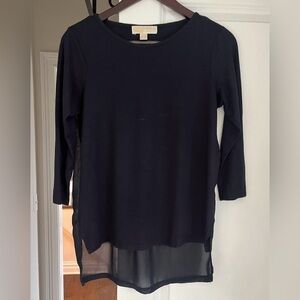 Michael Kors womens top hi- low 3/4 sleeve Sz. XS black